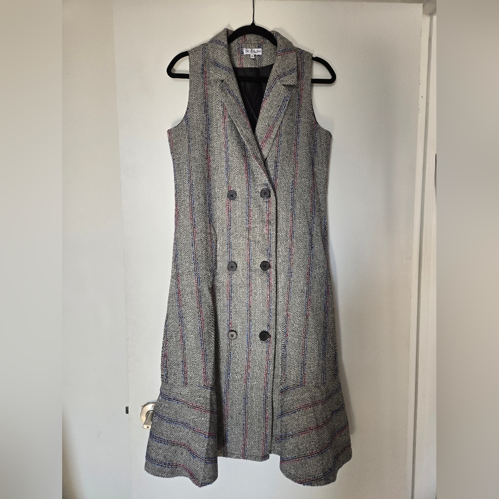 Stylish Gray Striped Midi Dress